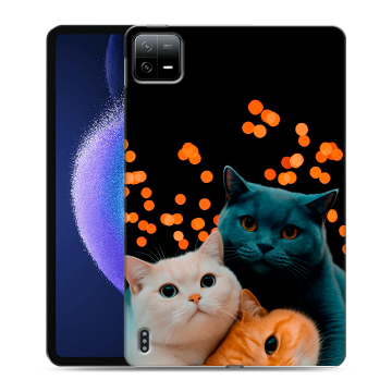 Силиконовый чехол на планшета Xiaomi Pad 6 с принтом Кошки