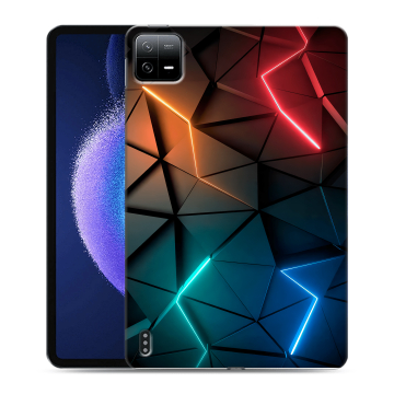 Силиконовый чехол на планшета Xiaomi Pad 6 с принтом Абстракция неон