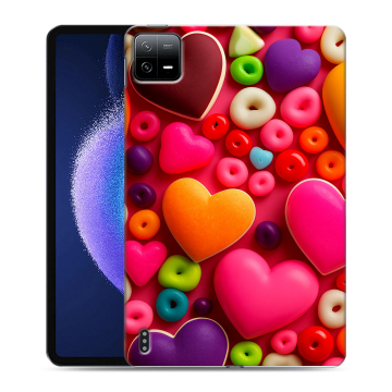 Силиконовый чехол на планшета Xiaomi Pad 6 с принтом Сердечки
