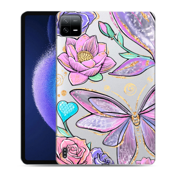 Силиконовый чехол на Xiaomi Pad 6 с принтом Бабочки и цветы