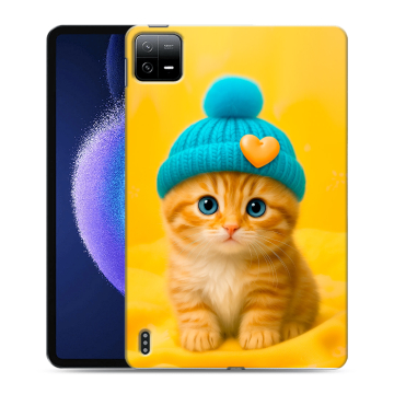 Силиконовый чехол на Xiaomi Pad 6 с принтом Котенок в шапке