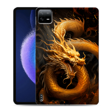 Силиконовый чехол на Xiaomi Pad 6 с принтом Золотой дракон Силиконовый чехол на Xiaomi Pad 6 с принтом Золотой дракон