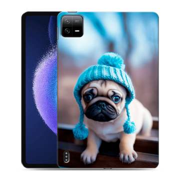 Силиконовый чехол на Xiaomi Pad 6 с принтом Мопс в шапке