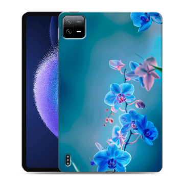 Силиконовый чехол на Xiaomi Pad 6 с принтом Голубые цветы