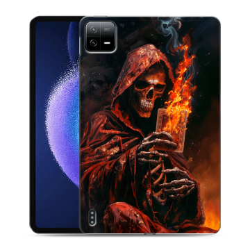 Силиконовый чехол на Xiaomi Pad 6 с принтом Скелет и карты
