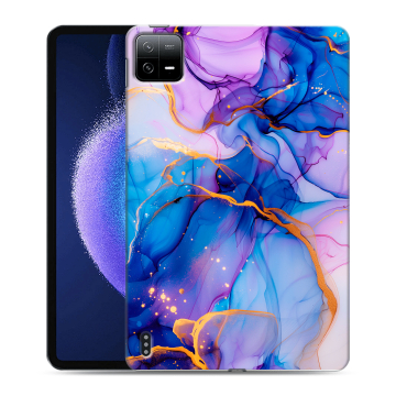 Силиконовый чехол на Xiaomi Pad 6 с принтом синий мрамор