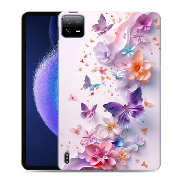 Силиконовый чехол на Xiaomi Pad 6 с принтом цветы бабочки