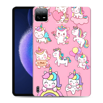 Силиконовый чехол на Xiaomi Pad 6 с принтом Единороги и радуга