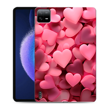 Силиконовый чехол на Xiaomi Pad 6 с принтом розовые сердечки