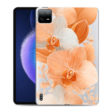 Силиконовый чехол на Xiaomi Pad 6 с принтом Бежевые цветы Силиконовый чехол на Xiaomi Pad 6 с принтом Бежевые цветы