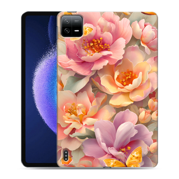 Силиконовый чехол на Xiaomi Pad 6 с принтом Цветы и бабочки Силиконовый чехол на Xiaomi Pad 6 с принтом Цветы и бабочки
