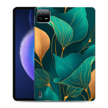 Силиконовый чехол на Xiaomi Pad 6 с принтом Листья и золото Силиконовый чехол на Xiaomi Pad 6 с принтом Листья и золото
