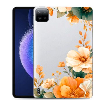 Силиконовый чехол на Xiaomi Pad 6 с принтом Цветы принт Силиконовый чехол на Xiaomi Pad 6 с принтом Цветы принт