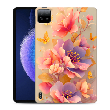 Силиконовый чехол на Xiaomi Pad 6 с принтом Цветы и бабочки