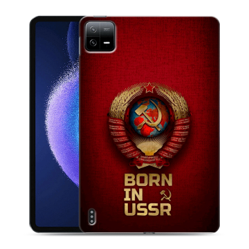Силиконовый чехол на Xiaomi Pad 6 с принтом Флаг Герб СССР
