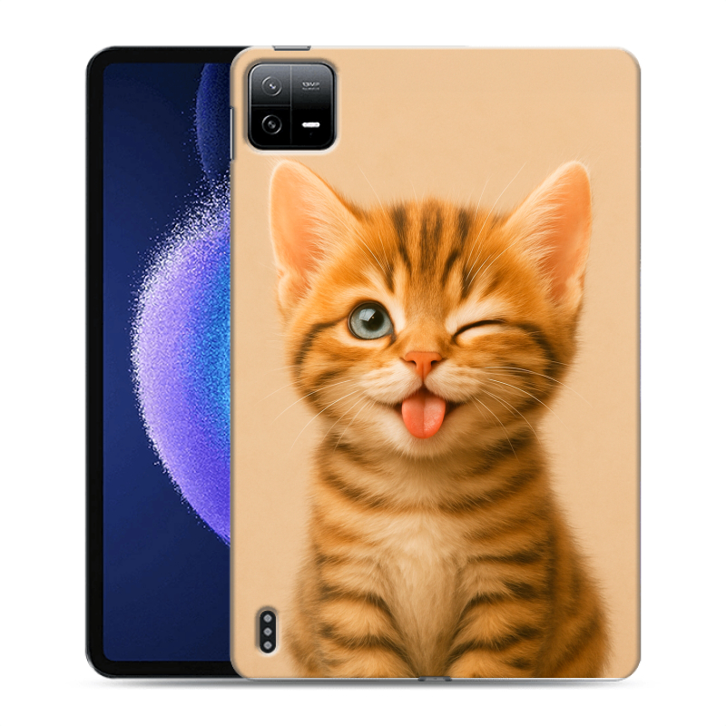 Силиконовый чехол на Xiaomi Pad 6 с принтом котенок Силиконовый чехол на Xiaomi Pad 6 с принтом котенок