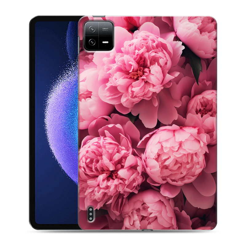 Силиконовый чехол на Xiaomi Pad 6 с принтом цветы пионы Силиконовый чехол на Xiaomi Pad 6 с принтом цветы пионы