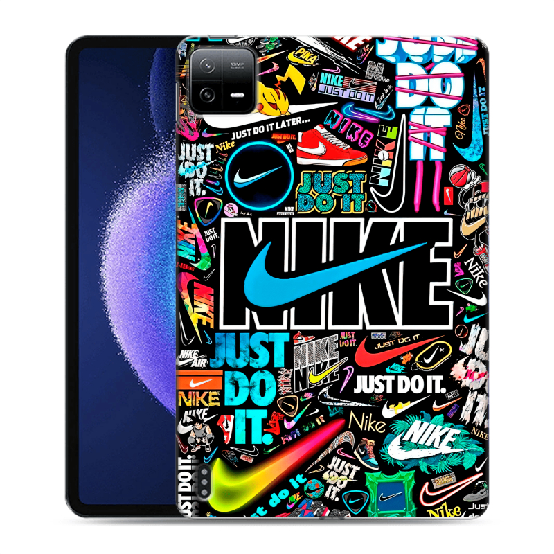 Силиконовый противоударный чехол на Xiaomi Pad 6 с принтом найк nike черный Силиконовый противоударный чехол на Xiaomi Pad 6 с принтом найк nike черный