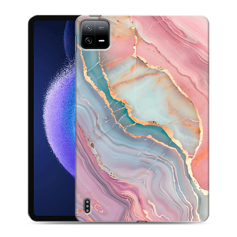 Силиконовый противоударный чехол на Xiaomi Pad 6 с принтом розовый мрамор Силиконовый противоударный чехол на Xiaomi Pad 6 с принтом розовый мрамор