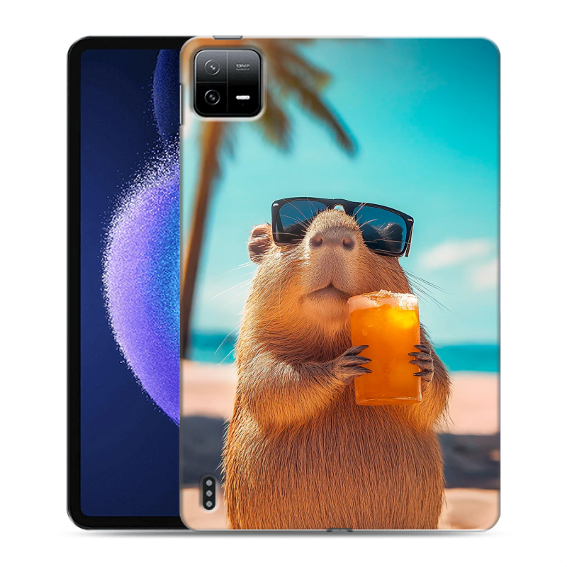 Силиконовый противоударный чехол на Xiaomi Pad 6 с принтом Капибара Силиконовый противоударный чехол на Xiaomi Pad 6 с принтом Капибара