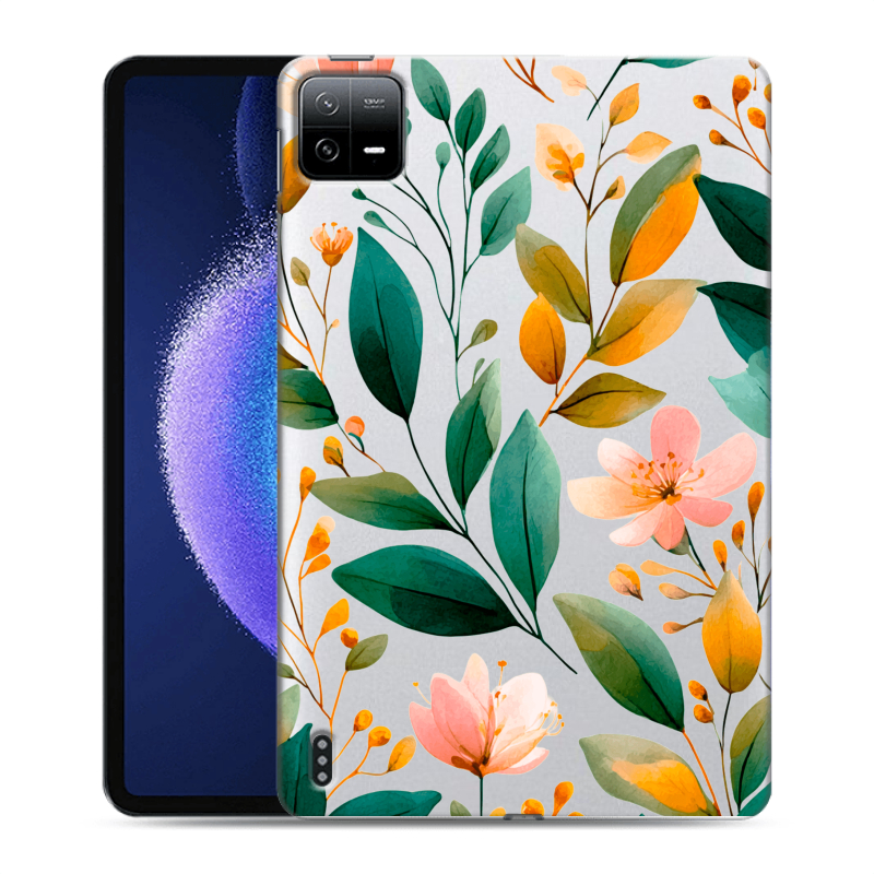Силиконовый чехол на Xiaomi Pad 6 с принтом Цветы паттерн Силиконовый чехол на Xiaomi Pad 6 с принтом Цветы паттерн