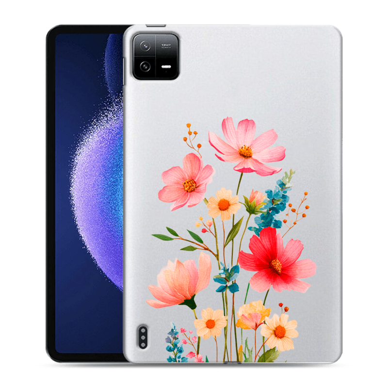 Силиконовый чехол на Xiaomi Pad 6 с принтом Цветы Силиконовый чехол на Xiaomi Pad 6 с принтом Цветы