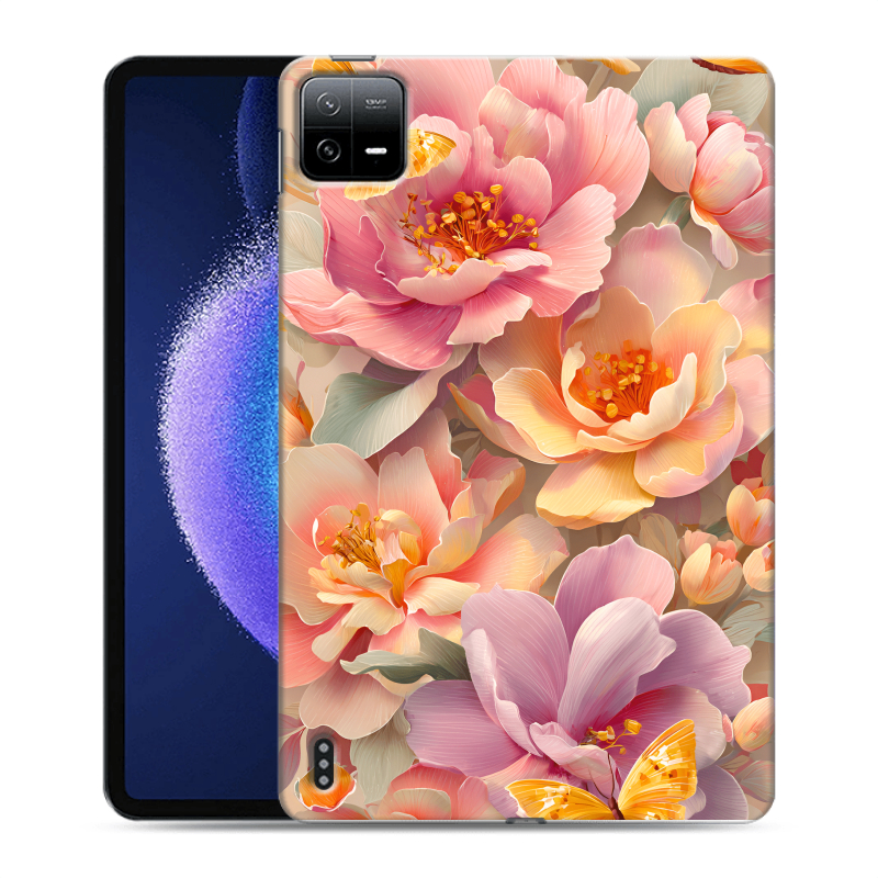 Силиконовый чехол на Xiaomi Pad 6 с принтом Цветы и бабочки Силиконовый чехол на Xiaomi Pad 6 с принтом Цветы и бабочки