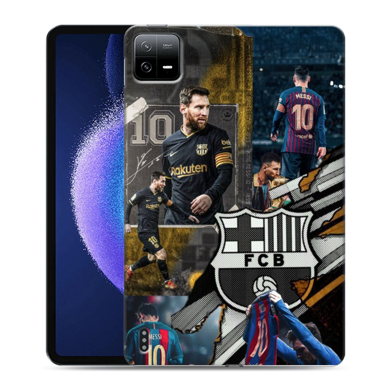 Силиконовый противоударный чехол на Xiaomi Pad 6 с принтом Messi Barcelona Силиконовый противоударный чехол на Xiaomi Pad 6 с принтом Messi Barcelona