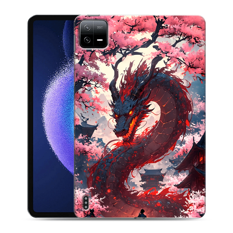 Силиконовый противоударный чехол на Xiaomi Pad 6 с принтом Дракон Японский Силиконовый противоударный чехол на Xiaomi Pad 6 с принтом Дракон Японский