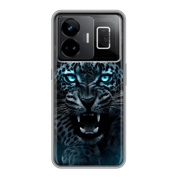 Силиконовый чехол на Realme GT3 с принтом Темный леопард