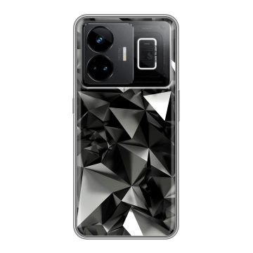 Силиконовый чехол на Realme GT3 с принтом Черные кристаллы