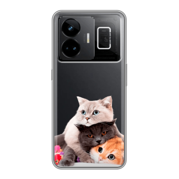 Силиконовый чехол на Realme GT3 с принтом Кошки