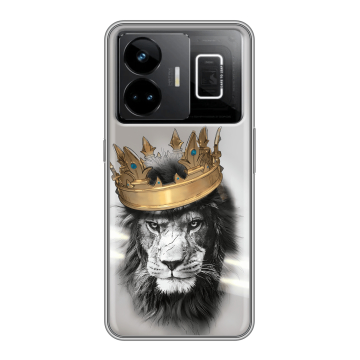 Силиконовый чехол на Realme GT3 с принтом Лев с короной