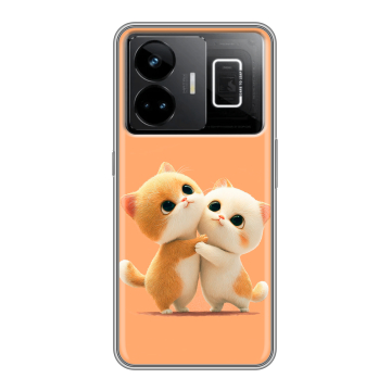Силиконовый чехол на Realme GT3 с принтом Милые котики