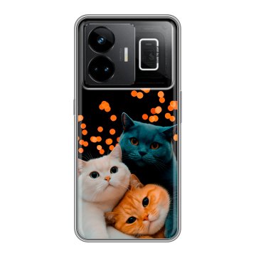 Силиконовый чехол на Realme GT3 с принтом Кошки