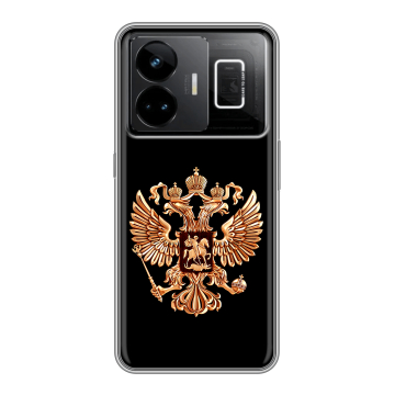 Силиконовый чехол на Realme GT3 с принтом Герб России золотой Силиконовый чехол на Realme GT3 с принтом Герб России золотой