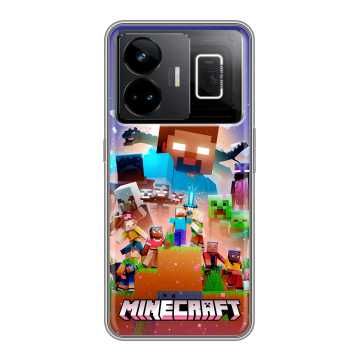 Силиконовый чехол на Realme GT3 с принтом Майнкрафт Minecraft Силиконовый чехол на Realme GT3 с принтом Майнкрафт Minecraft