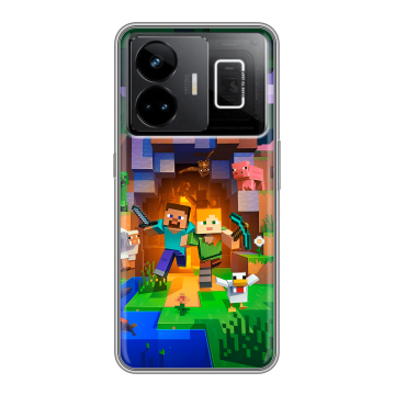 Силиконовый чехол на Realme GT3 с принтом Майнкрафт Minecraft Силиконовый чехол на Realme GT3 с принтом Майнкрафт Minecraft
