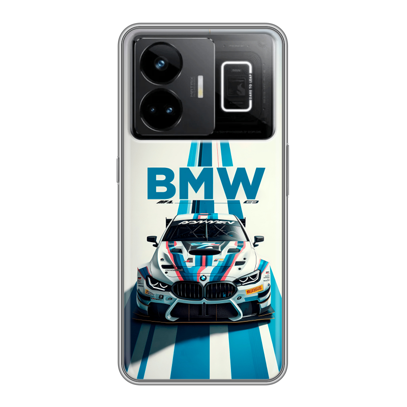 Силиконовый противоударный чехол на Realme GT3 с принтом БМВ BMW Силиконовый противоударный чехол на Realme GT3 с принтом БМВ BMW
