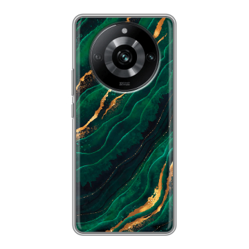 Силиконовый чехол на Realme 11 Pro с принтом Мрамор зеленое золото