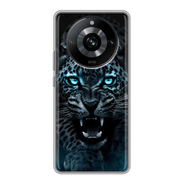 Силиконовый чехол на Realme 11 Pro с принтом Темный леопард