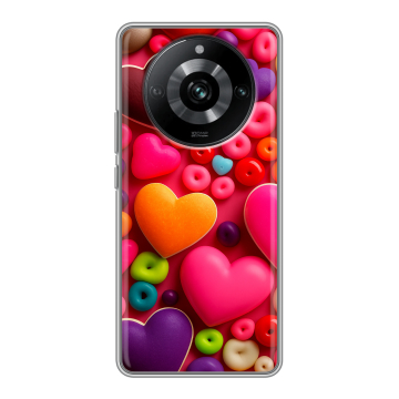 Силиконовый чехол на Realme 11 Pro с принтом Сердечки