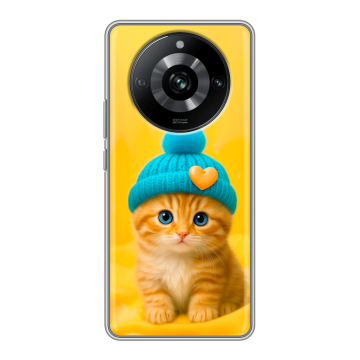 Силиконовый чехол на Realme 11 Pro с принтом Котенок в шапке Силиконовый чехол на Realme 11 Pro с принтом Котенок в шапке