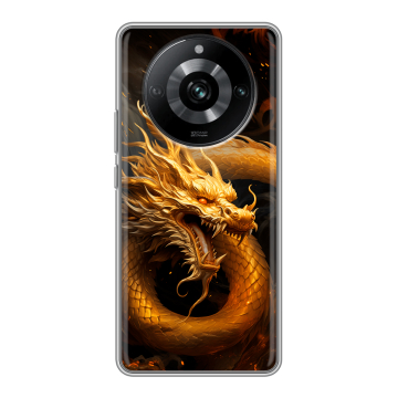 Силиконовый чехол на Realme 11 Pro с принтом Золотой дракон Силиконовый чехол на Realme 11 Pro с принтом Золотой дракон