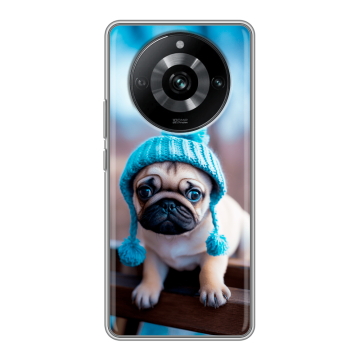 Силиконовый чехол на Realme 11 Pro с принтом Мопс в шапке