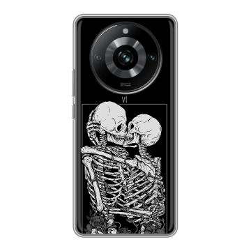 Силиконовый чехол на Realme 11 Pro с принтом Поцелуй скелетов