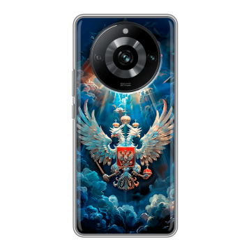 Силиконовый чехол на Realme 11 Pro с принтом Герб флаг России