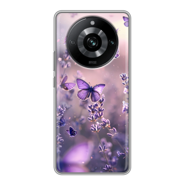 Силиконовый чехол на Realme 11 Pro с принтом бабочки и лаванда