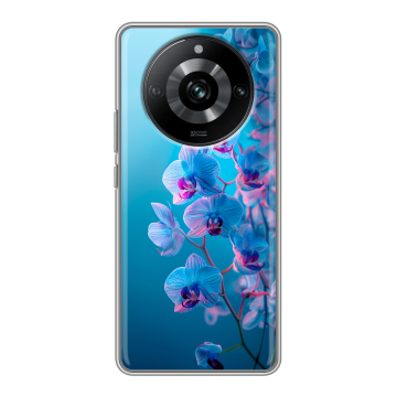 Силиконовый чехол на Realme 11 Pro с принтом голубые орхидеи