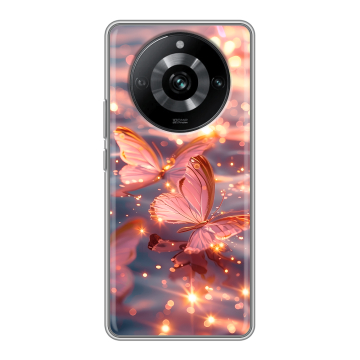 Силиконовый чехол на Realme 11 Pro с принтом бабочки розовые